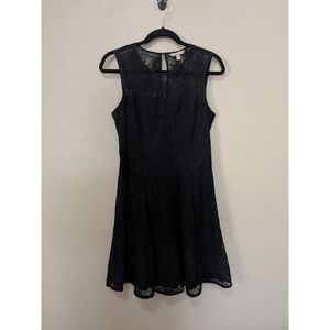Banana Republic Black Floral Lace Fit and Flare Dress Sleeveless Size 4 LBD